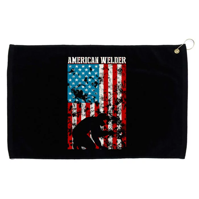 Welder Vintage USA American Flag Welding Grommeted Golf Towel