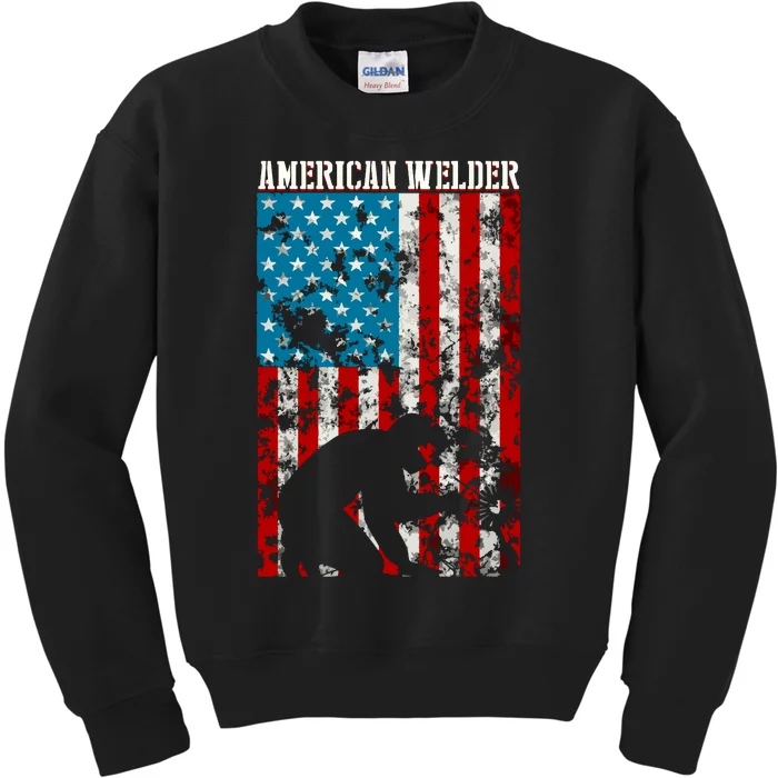 Welder Vintage USA American Flag Welding Kids Sweatshirt