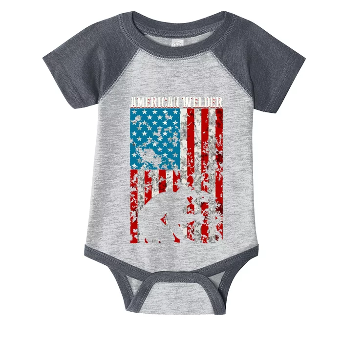 Welder Vintage USA American Flag Welding Infant Baby Jersey Bodysuit