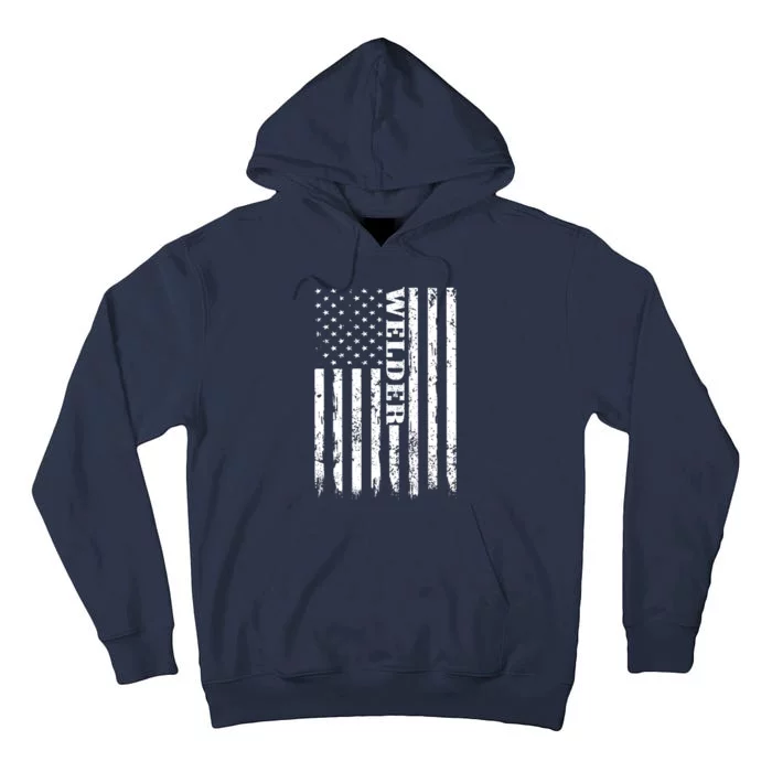 Welder Vintage USA American Flag Welding Tall Hoodie