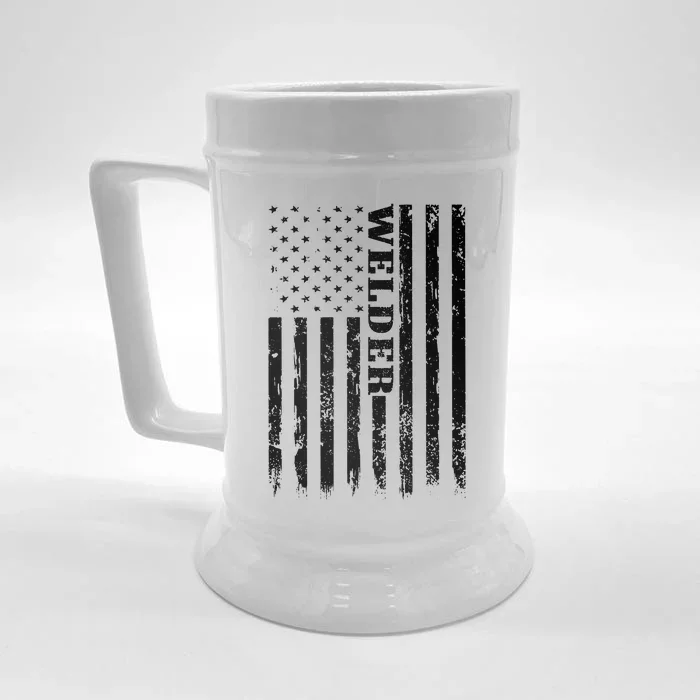 Welder Vintage USA American Flag Welding Front & Back Beer Stein