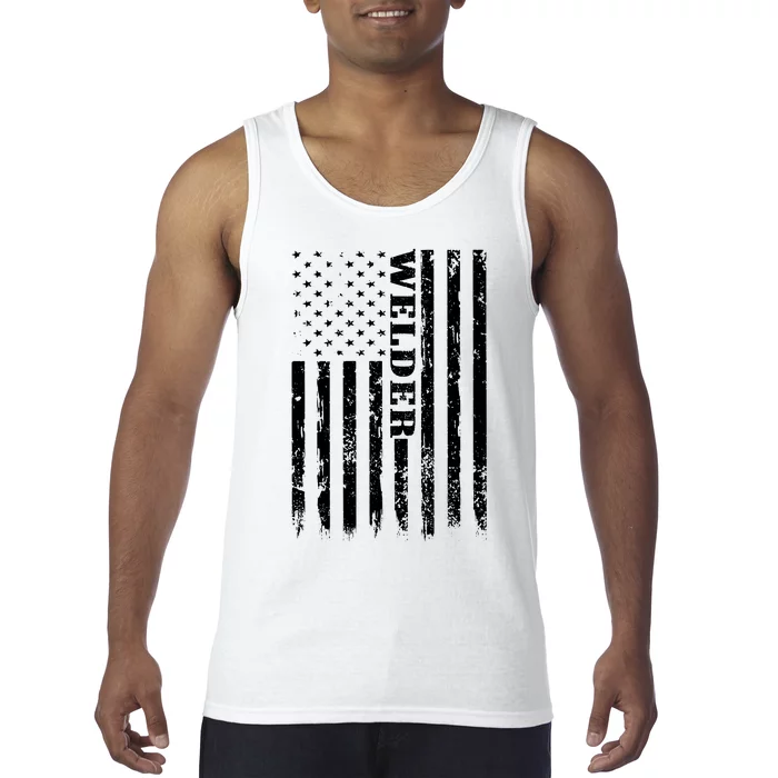 Welder Vintage USA American Flag Welding Tank Top