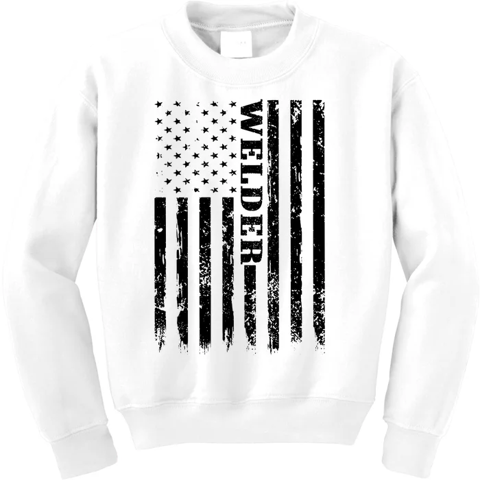 Welder Vintage USA American Flag Welding Kids Sweatshirt