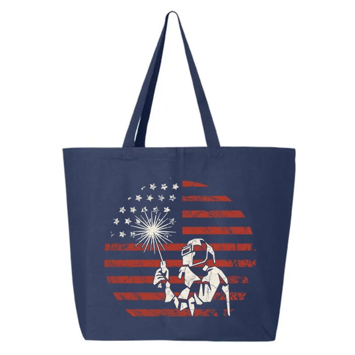 Welder Vintage Usa American Flag Welding Dad Gift 25L Jumbo Tote