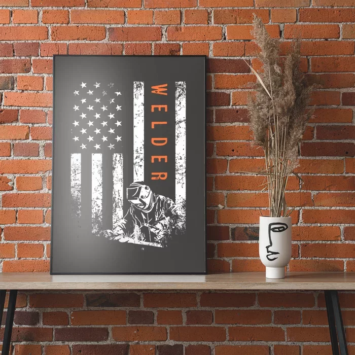 Welder Vintage USA American Flag Welding Poster