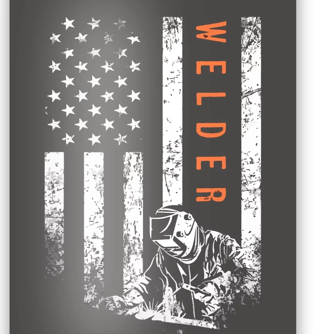 Welder Vintage USA American Flag Welding Poster