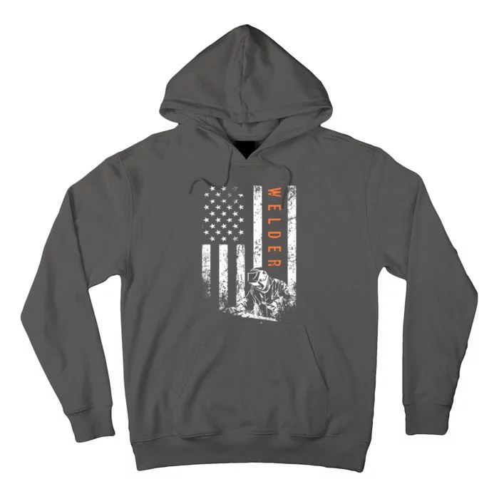 Welder Vintage USA American Flag Welding Tall Hoodie