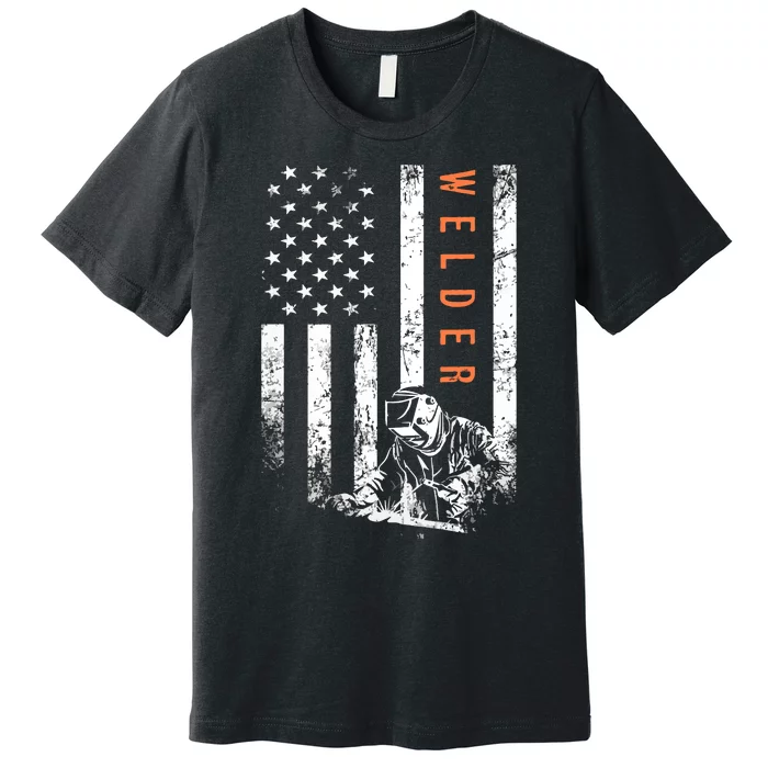 Welder Vintage USA American Flag Welding Premium T-Shirt