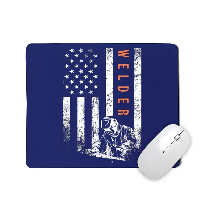 Welder Vintage USA American Flag Welding Mousepad