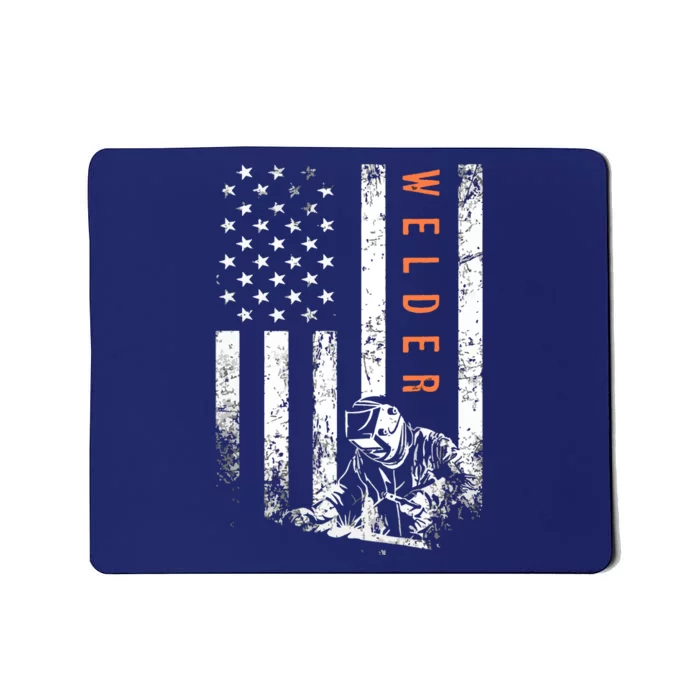 Welder Vintage USA American Flag Welding Mousepad