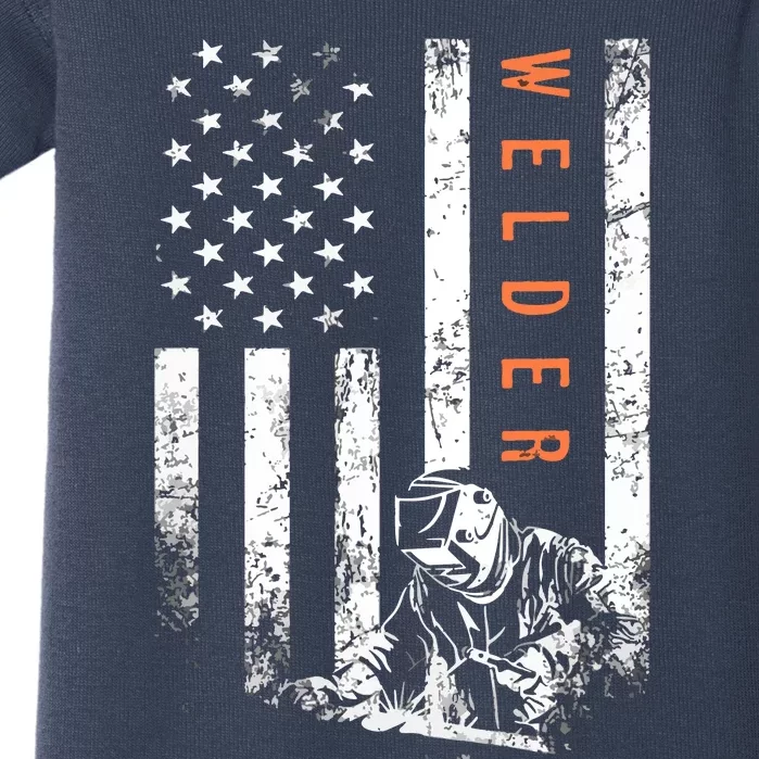 Welder Vintage USA American Flag Welding Baby Bodysuit