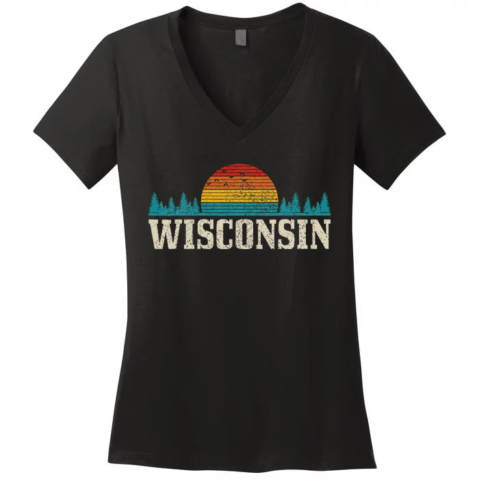 Wisconsin Vintage Usa America Souvenir Women's V-Neck T-Shirt