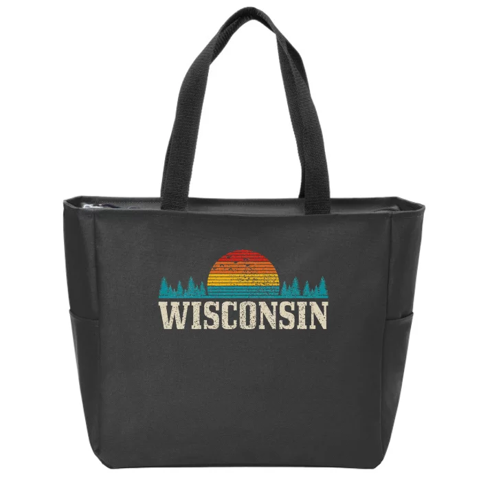 Wisconsin Vintage Usa America Souvenir Zip Tote Bag