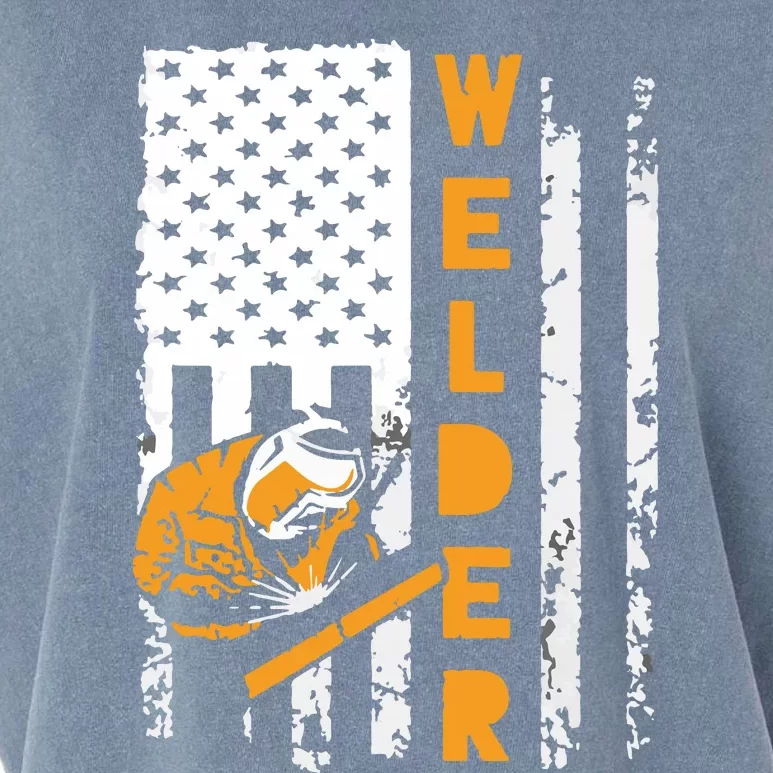 Welder Vintage USA American Flag Welding Garment-Dyed Women's Muscle Tee