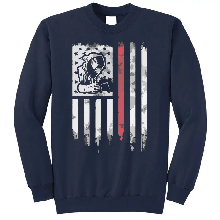 Welder Vintage USA American Flag Patriotic Welding Tall Sweatshirt