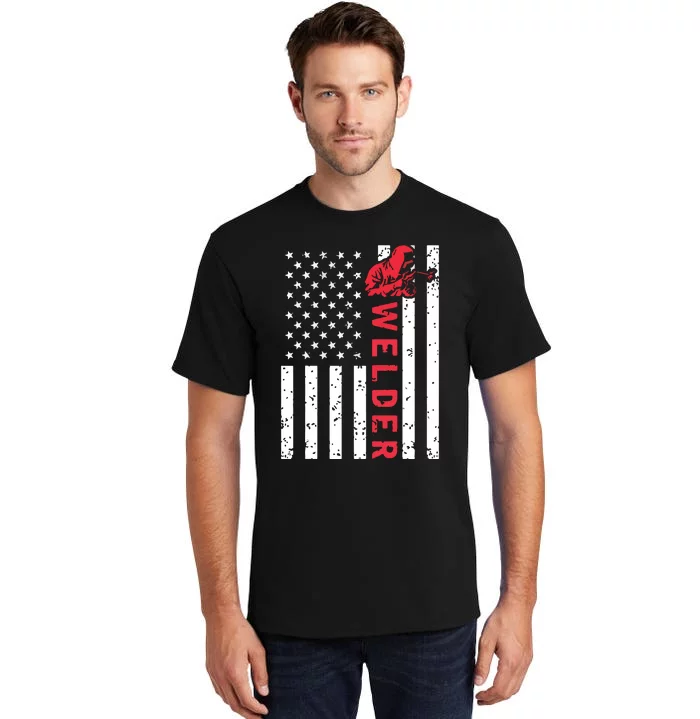 Welder Vintage USA American Flag Welding Tall T-Shirt