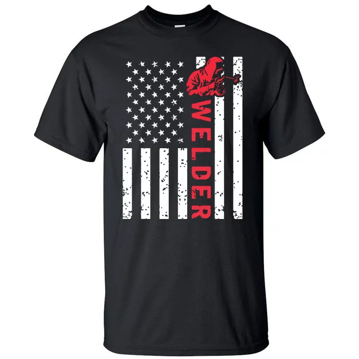 Welder Vintage USA American Flag Welding Tall T-Shirt