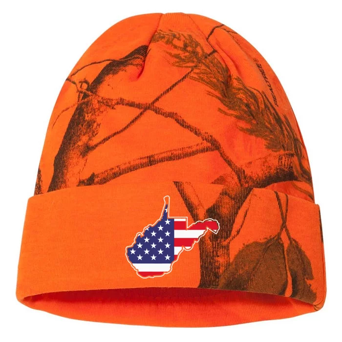 West Virginia USA Flag State Outline Patriotic American Kati - 12in Camo Beanie