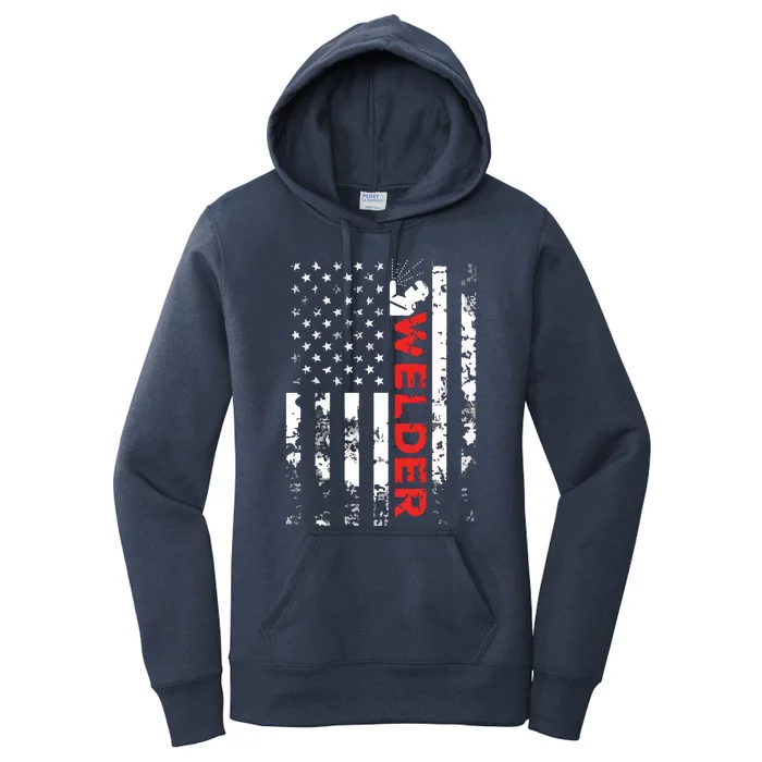 Welder Vintage USA American Flag Welding Women's Pullover Hoodie