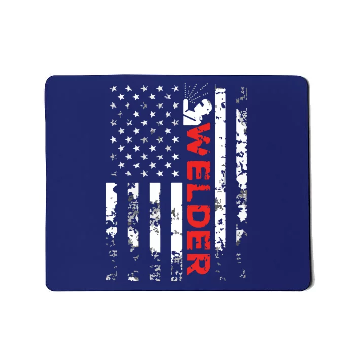 Welder Vintage USA American Flag Welding Mousepad