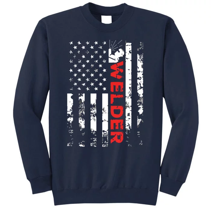 Welder Vintage USA American Flag Welding Tall Sweatshirt