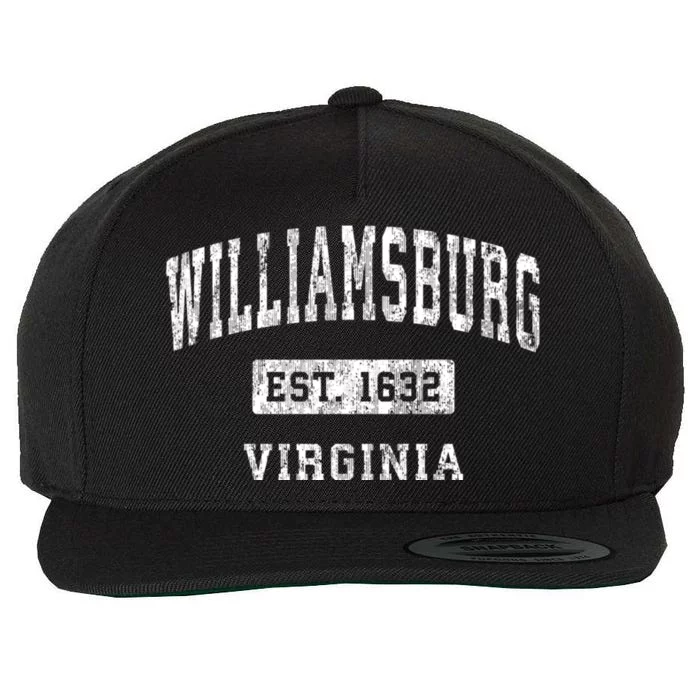 Williamsburg Virginia Va Vintage Established Sports Design Wool Snapback Cap