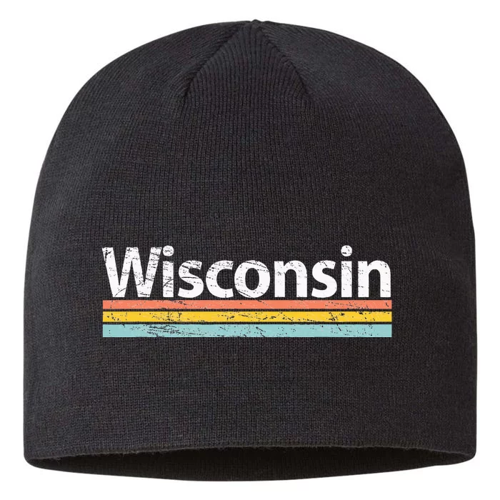 Wisconsin Vintage Worn Design Retro Stripes 8 1/2in Sustainable Knit Beanie