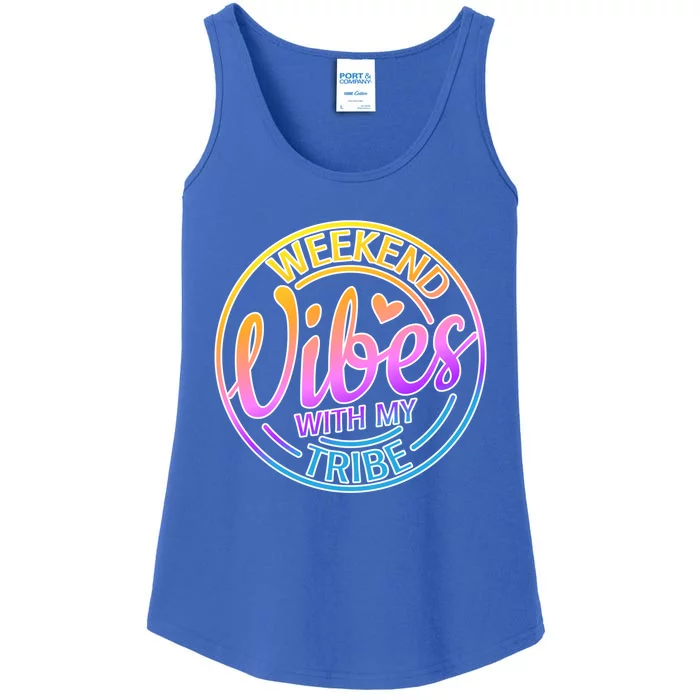 Weekend Vibes With My Tribe Vacation Family Travel Trip Gift Ladies Essential Tank