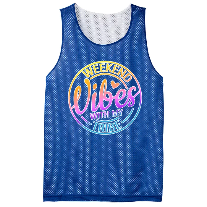 Weekend Vibes With My Tribe Vacation Family Travel Trip Gift Mesh Reversible Basketball Jersey Tank