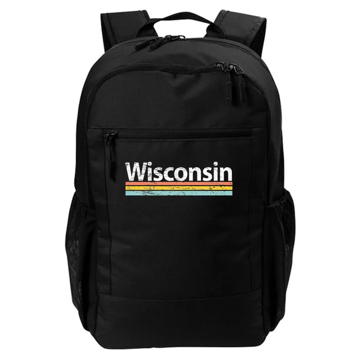 Wisconsin Vintage Worn Design Retro Stripes Classic Daily Commute Backpack