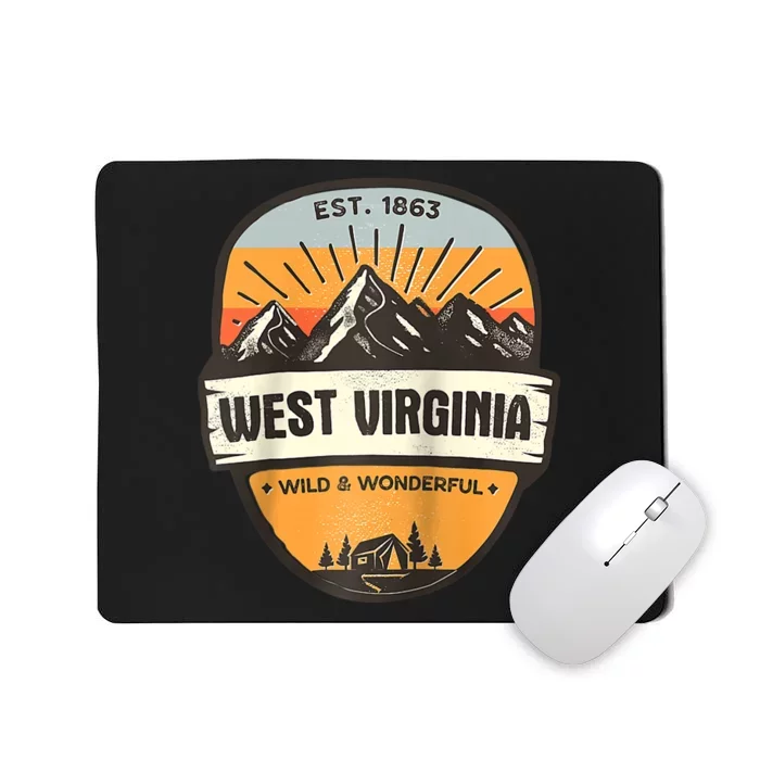 West Virginia Wild And Wonderful Vintage Retro Mountain Mousepad