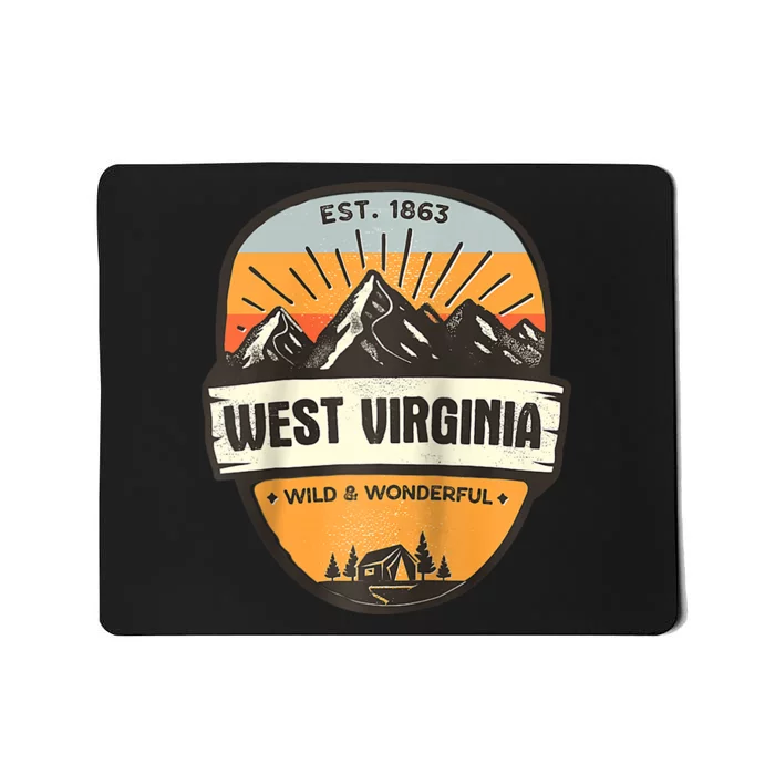 West Virginia Wild And Wonderful Vintage Retro Mountain Mousepad