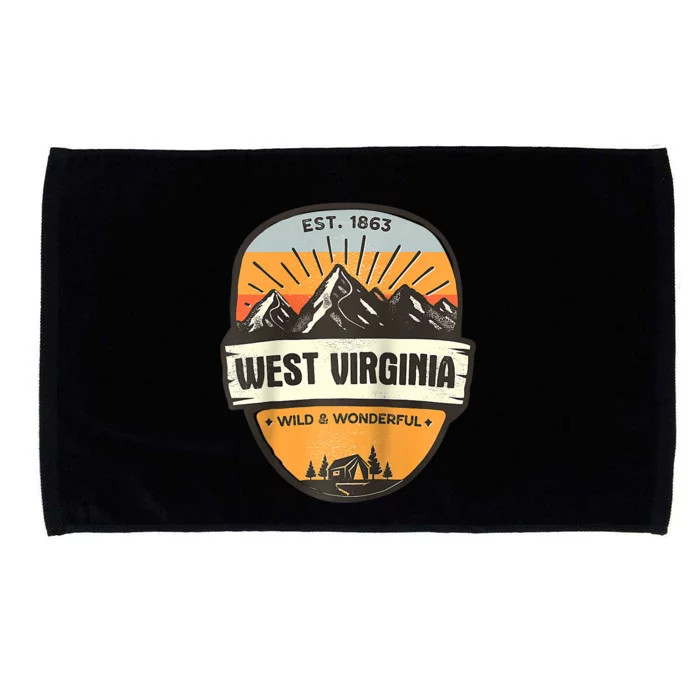 West Virginia Wild And Wonderful Vintage Retro Mountain Microfiber Hand Towel