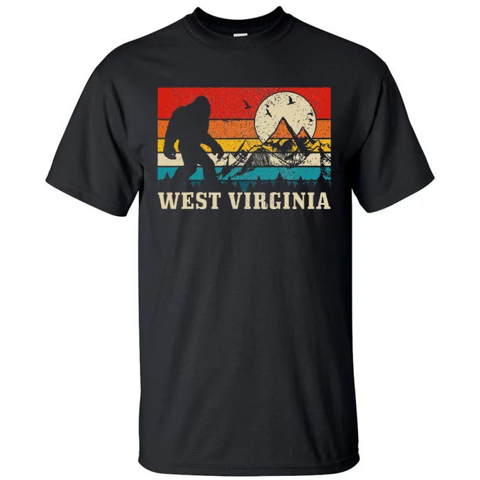 West Virginia Washington Bigfoot Vintage Mountain Hiking Tall T-Shirt