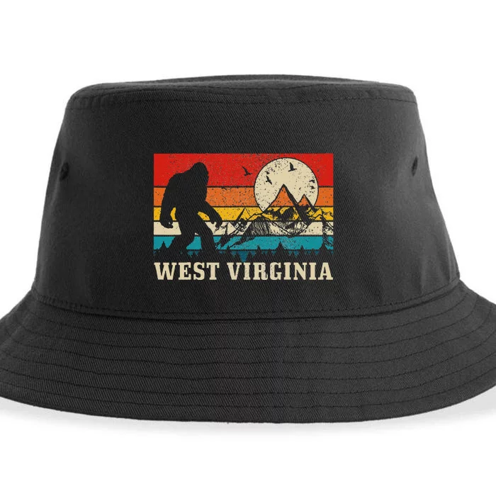 West Virginia Washington Bigfoot Vintage Mountain Hiking Sustainable Bucket Hat