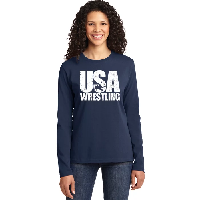 Wrestling Vintage Wrestler Christmas For Boy Ladies Long Sleeve Shirt