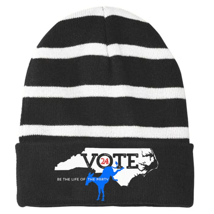 Wo Voice Your Vote Nc Striped Beanie with Solid Band