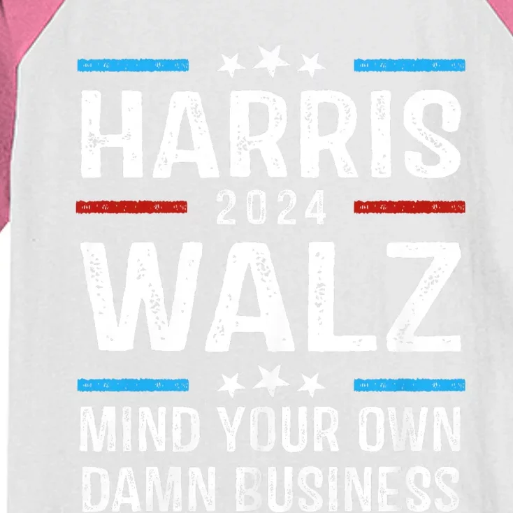 Walz Waltz 2024 Mind Your Own Damn Business Kids Colorblock Raglan Jersey