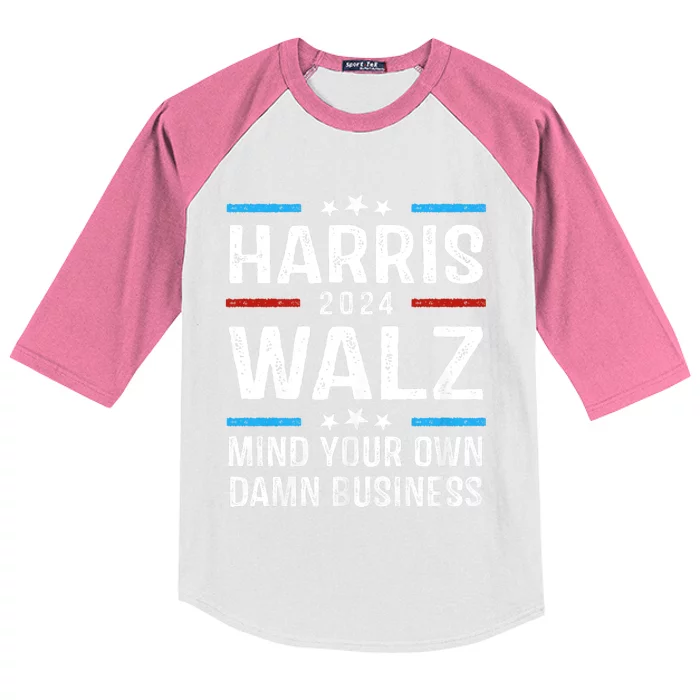 Walz Waltz 2024 Mind Your Own Damn Business Kids Colorblock Raglan Jersey