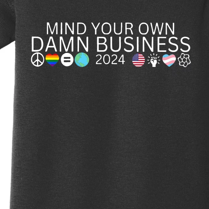 Walz Waltz 2024 American Flag Mind Your Own Damn Business Baby Bodysuit