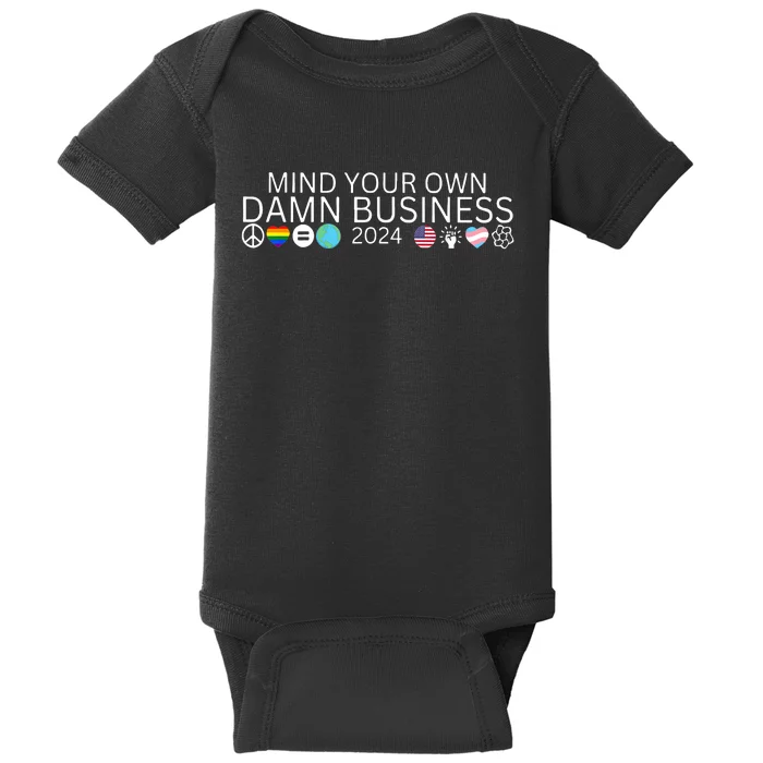 Walz Waltz 2024 American Flag Mind Your Own Damn Business Baby Bodysuit