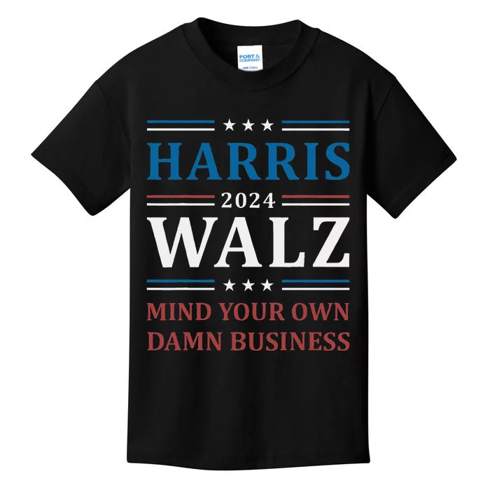 Walz Waltz 2024 Mind Your Own Damn Business Kids T-Shirt