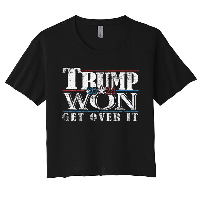 Trump Won 2024 Conservative Party Republican Patriotic 47th Women's Crop Top Tee