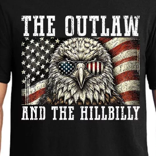 Vintage Outlaw Hillbilly Trump Vance 2024 US Flag Bald Eagle Premium Pajama Set