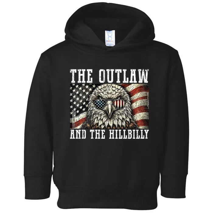 Vintage Outlaw Hillbilly Trump Vance 2024 US Flag Bald Eagle Premium Toddler Hoodie