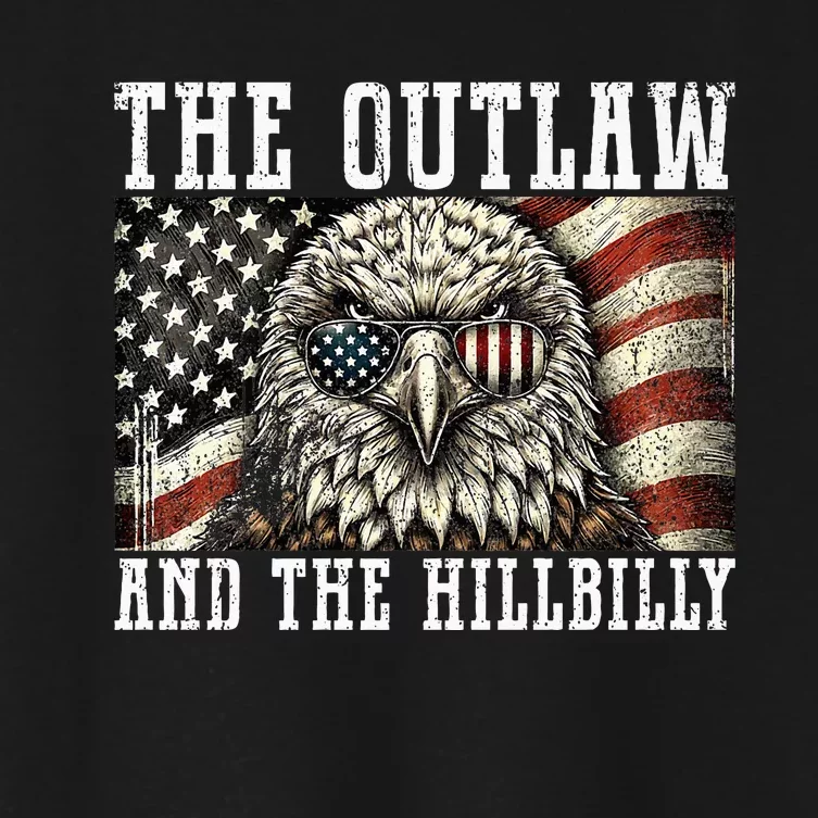 Vintage Outlaw Hillbilly Trump Vance 2024 US Flag Bald Eagle Premium Women's Crop Top Tee