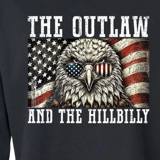 Vintage Outlaw Hillbilly Trump Vance 2024 US Flag Bald Eagle Premium Cropped Pullover Crew