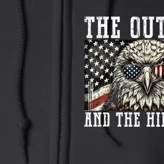 Vintage Outlaw Hillbilly Trump Vance 2024 US Flag Bald Eagle Premium Full Zip Hoodie