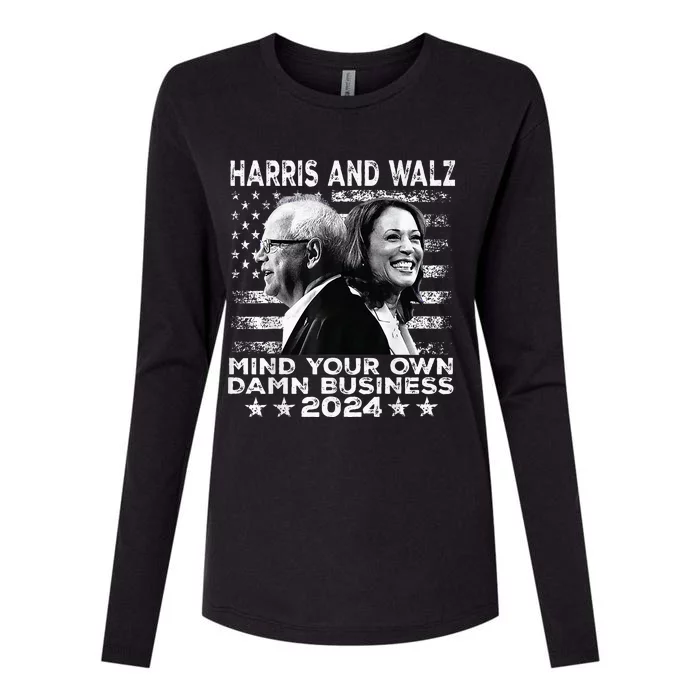 Walz Waltz 2024 Mind Your Own Damn Business Premium Womens Cotton Relaxed Long Sleeve T-Shirt