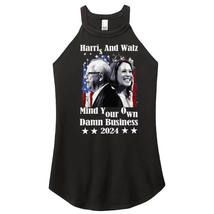 Walz Waltz 2024 Mind Your Own Damn Business Women’s Perfect Tri Rocker Tank